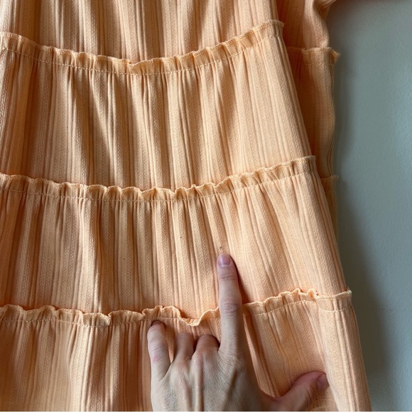 🌼 5/$25 Girls Plus Tiered Ruffle Peplum Top Short Sleeve Orange Size L 10/12 - Picture 3 of 9